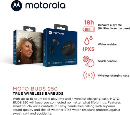 Наушники Motorola Moto Buds 250 Black; ; NA001; Наушники и гарнитура